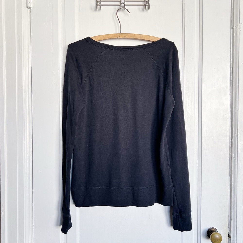 James Perse • Vintage French Terry Sweatshirt black raglan pullover cotton knit - Picture 9 of 10